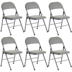 6 Pack Gray Folding Chairs with Padded Seats, Portable Stackable Foldable Chairs for Indoor & Outdoor, Commercial Seat with Metal Frame for Events Office Wedding Party, 330lbs Capacity