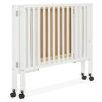 Dream On Me Quinn Full-Size Folding Crib. Removable Wheels. Modern Nursey. Adjustable Mattress Support. Patent Folding System in White