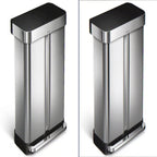 simplehuman 58 Liter / 15.3 Gallon Rectangular Dual Compartment Recycling Step, Brushed Stainless Steel with Soft-Close Plastic Lid Kitchen Trash Can