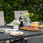 Nuu Garden 7 Piece Patio Dining Set, Rust-Resistant Aluminum Outdoor Dining Set, Include 6 Textilene Chairs and Rectangle Dining Table with Umbrella Hole, Grayish Brown