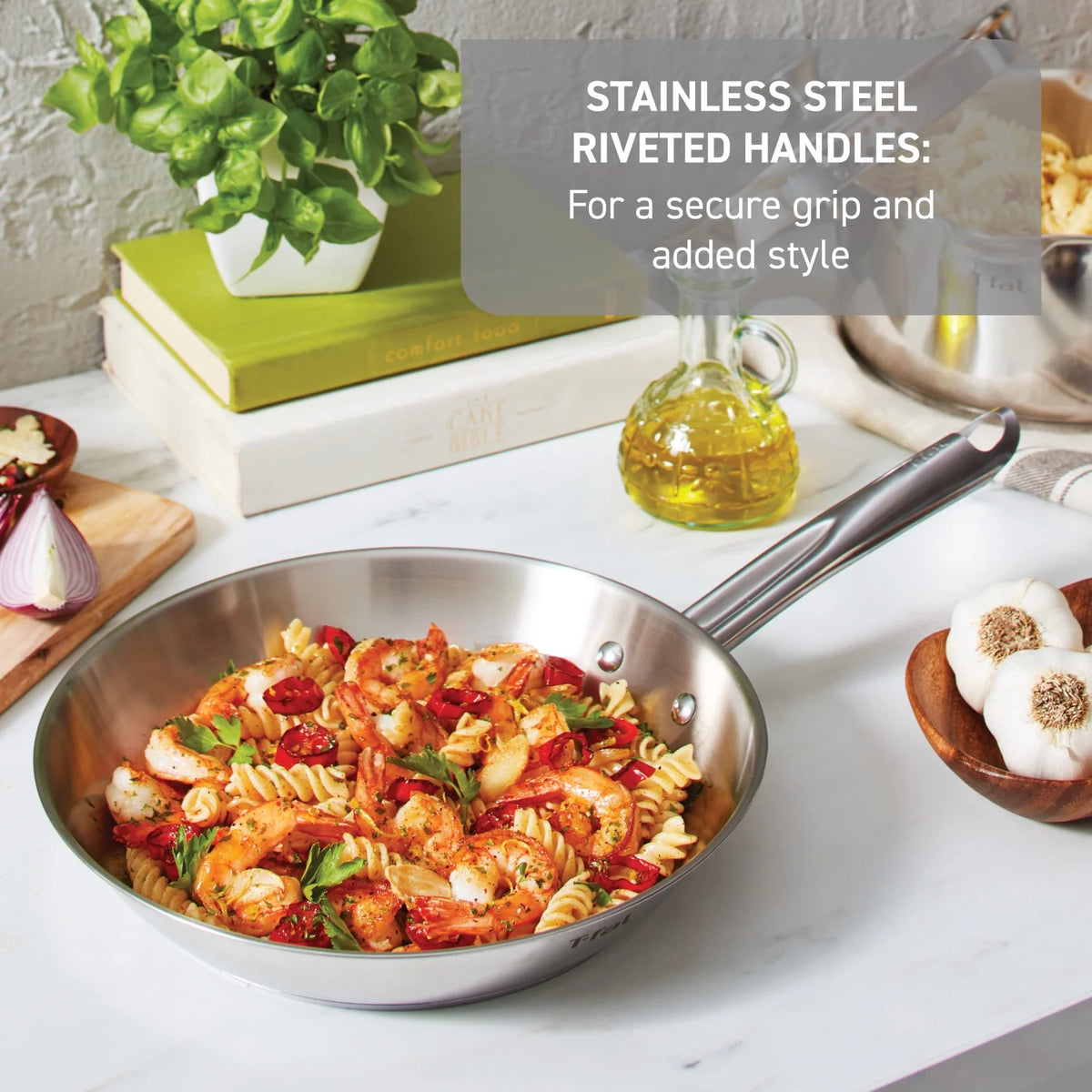 T-fal Cook & Strain Stainless Steel Cookware Set, 14 piece Set