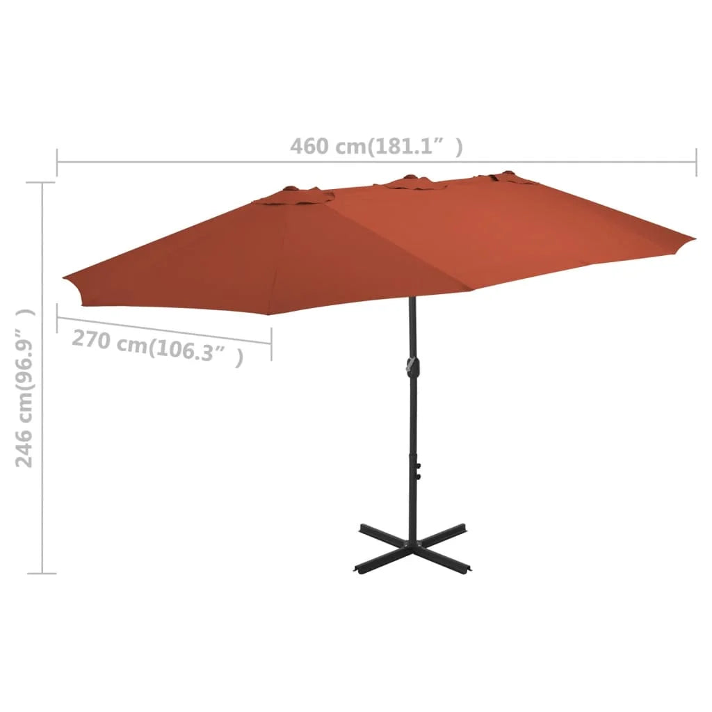 vidaXL Garden Parasol Blue Polyester fabric, Aluminum pole and ribs Large