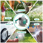 AUOSHI Retractable Garden Hose Reel 1/2" 100ft Automatic Hose Reel with 10 Function Sprayer Nozzle Wall Mount 180 Deg Swivel Bracket Hose Reel with Any Length Lock Slow Return System