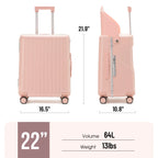22 Inch TSA Lock Luggage with for Kids& Adult,Check in Lockable Spinner Wheels Free Luggage Cover and Safety Seatbelt Travel Suitcase