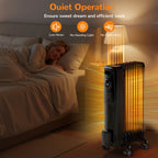 VECUKTY 1500W Oil Radiator Heater, Electric Oil Filled Space Heater Radiator with Remote Control,Child Lock,3 Modes,Overheat & Tip-Over Protection��24h Timer Digital Thermostat,Black