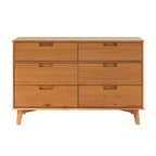 Walker Edison Sonoma 6-Drawer Solid Wood Caramel Dresser