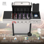 Kenmore BBQ Propane Gas Grill - 5 Burners with Side Burner & Searing Zone, 644 Sq. In. Stainless Steel Grill, 66,000 BTU, Ideal for Outdoor Cooking, Patio & Backyard, Black