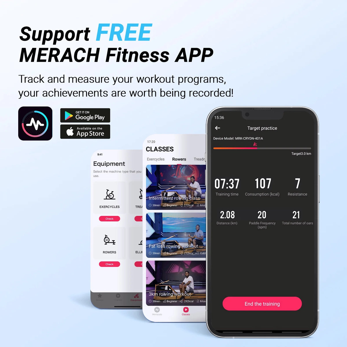 MERACH Magnetic Rowing Machine 350lbs Weight Capacity, 16 Levels of Quiet Resistance, Bluetooth Rowing Machine for Home Workout