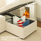 VANACC Sofa Bed, Adult Sleeper Sofa with Storage Chaise, Pull Out Couch for Bed Room, Gray Chenille