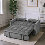Gewnee 55'' Modern Convertible Velvet Sofa Bed with Pull-Out Twin Bed, Adjustable Backrest for Living Room, Office (Dark Gray)