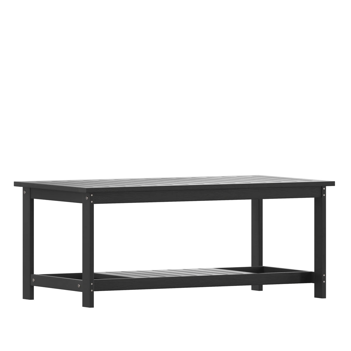 Lancaster Home Indoor/Outdoor Poly Resin 2-Tier Adirondack Coffee Table Black