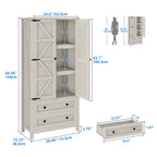 Dextrus 64.56" Tall Kitchen Pantry Cabinet with 2-Drawer and Adjustable Shelves, White Oak