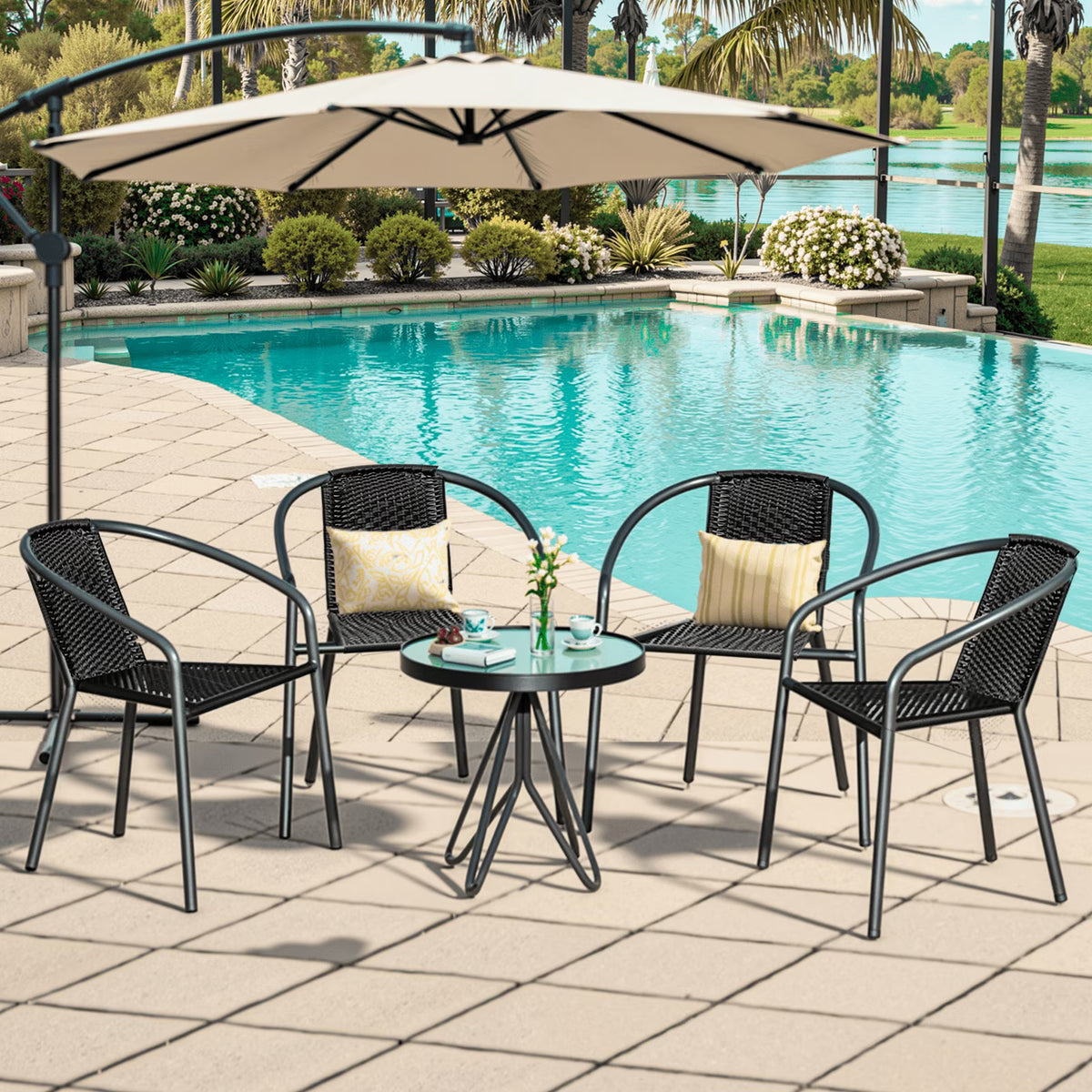Gaildon Pack Medium Brown Rattan Indoor-Outdoor Restaurant Stack Chair | Versatile and Stylish Seating