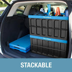 CleverMade 3 Pack Stackable Collapsible Storage Bin with Lids - 16 Gal Ocean