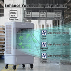 YougetTech 37'' Portable 3000CFM Evaporative Air Cooler