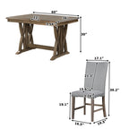 Harper & Bright Designs Farmhouse 7 Pieces Extendable Dining Table Set for 6, Solid Wood Kitchen Table with Butterfly Leaf and 6 Upholstered Chairs, Brown
