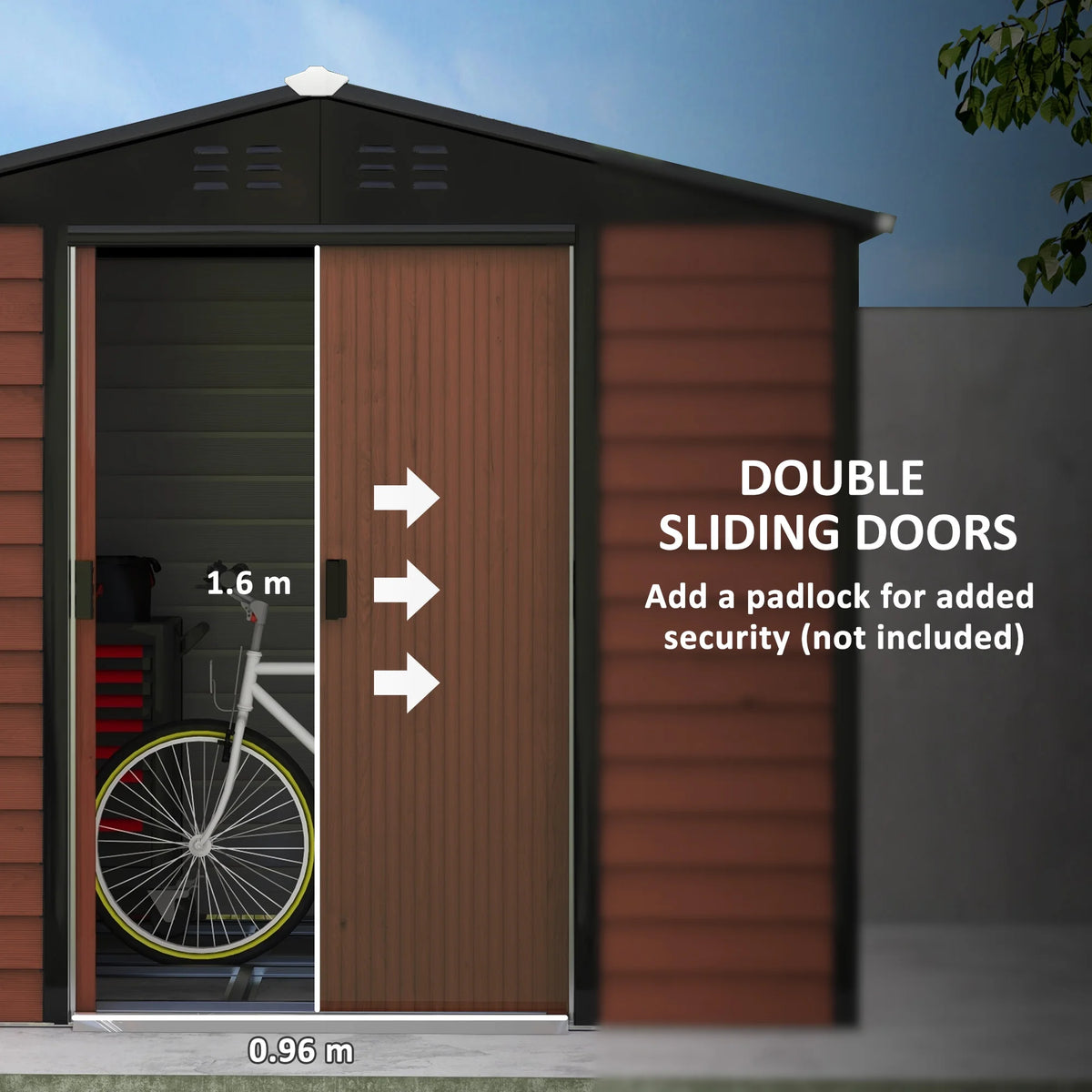 Outsunny 7' x 4' Metal Storage Shed Organizer, Garden Tool House with 4 Vents and 2 Sliding Doors for Backyard, Patio, Garage, Lawn, Dark Gray