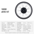 Viribus Electric Bike Conversion Kit 26" Rear Wheel 1000W Hub Motor LCD eBike DIY Set