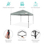Best Choice Products 12x12ft Easy Setup Pop Up Canopy w/ 1-Button Setup, Wheeled Case, 4 Weight Bags - Navy Blue