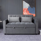 Gewnee 55'' Modern Convertible Velvet Sofa Bed with Pull-Out Twin Bed, Adjustable Backrest for Living Room, Office (Dark Gray)