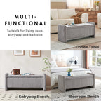 Pinmoco 44" Storage Ottoman Bench, Upholstered Entryway Bench with Storage End of Bed Bench for Bedroom& Living Room, Corduroy Gray