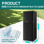 JIEJIA 5.0 Cu.Ft Apartment Size Refrigerators with Separate Freezer, 2 Door Refrigerator, Small Fridge with Freezer, Gray