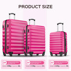 9 Piece Luggage Sets, Hard 20 24 28 inch Luggage with 6 Pieces Organize Bags Travel Suitcases Sets with Wheels, Rose