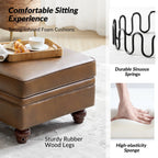 36'' Wide Blue Round Large Ottoman Tufted Coffee Table with Storage Wood Legs Home Living Room