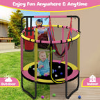 Mini Round Trampoline for Kids with Basketball Hoop, SEGMART 55'' Indoor Outdoor Toddler Trampoline with Enclosure Net, Swing, Sandbag, Ring, Ocean Balls, Small Trampoline Gift for Boys Girls, Blue