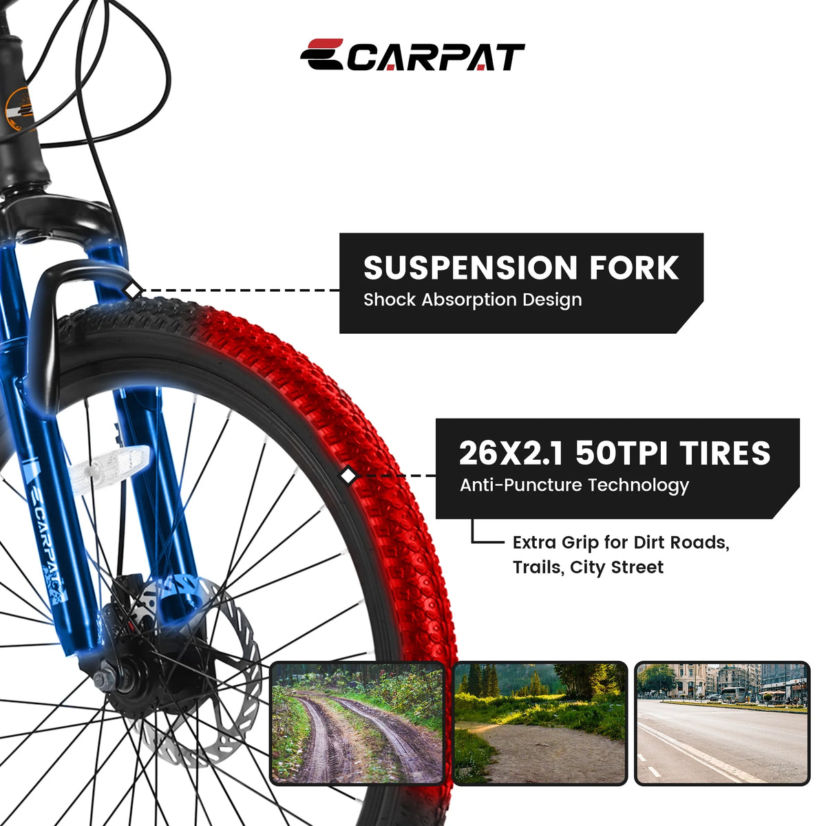 26 inch Mountain Bike for Men, Adult Mens Bike with 21 Speed & Disc Brakes