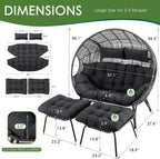 RADIATA 440 lbs Outdoor Egg Chair with Foot Rest & Ottoman, Wicker Patio Egg Chair for Indoor or Garden,Beige