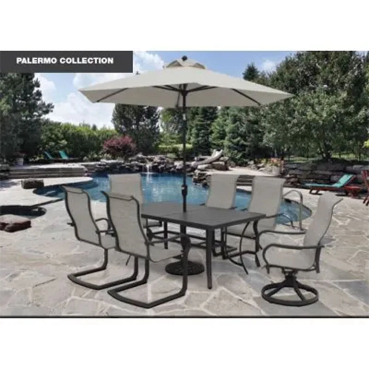 Four Seasons Courtyard Palermo Slat Top Table with Powder Coated Frame
