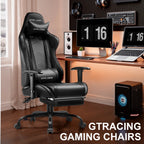 GTRACING Gaming Chair, Ergonomic Office Desk Chair with Lumbar Support, PU Leather, Footrest & Adjustable Headrest, Red