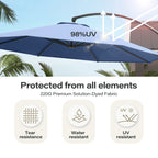 LAUSAINT HOME 11FT Patio Umbrella with Base, Outdoor Deluxe Curvy Cantilever Umbrella for Patio Pool Deck, Champagne