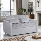Gewnee 55'' Modern Convertible Velvet Sofa Bed with Pull-Out Twin Bed, Adjustable Backrest for Living Room, Office (Dark Gray)