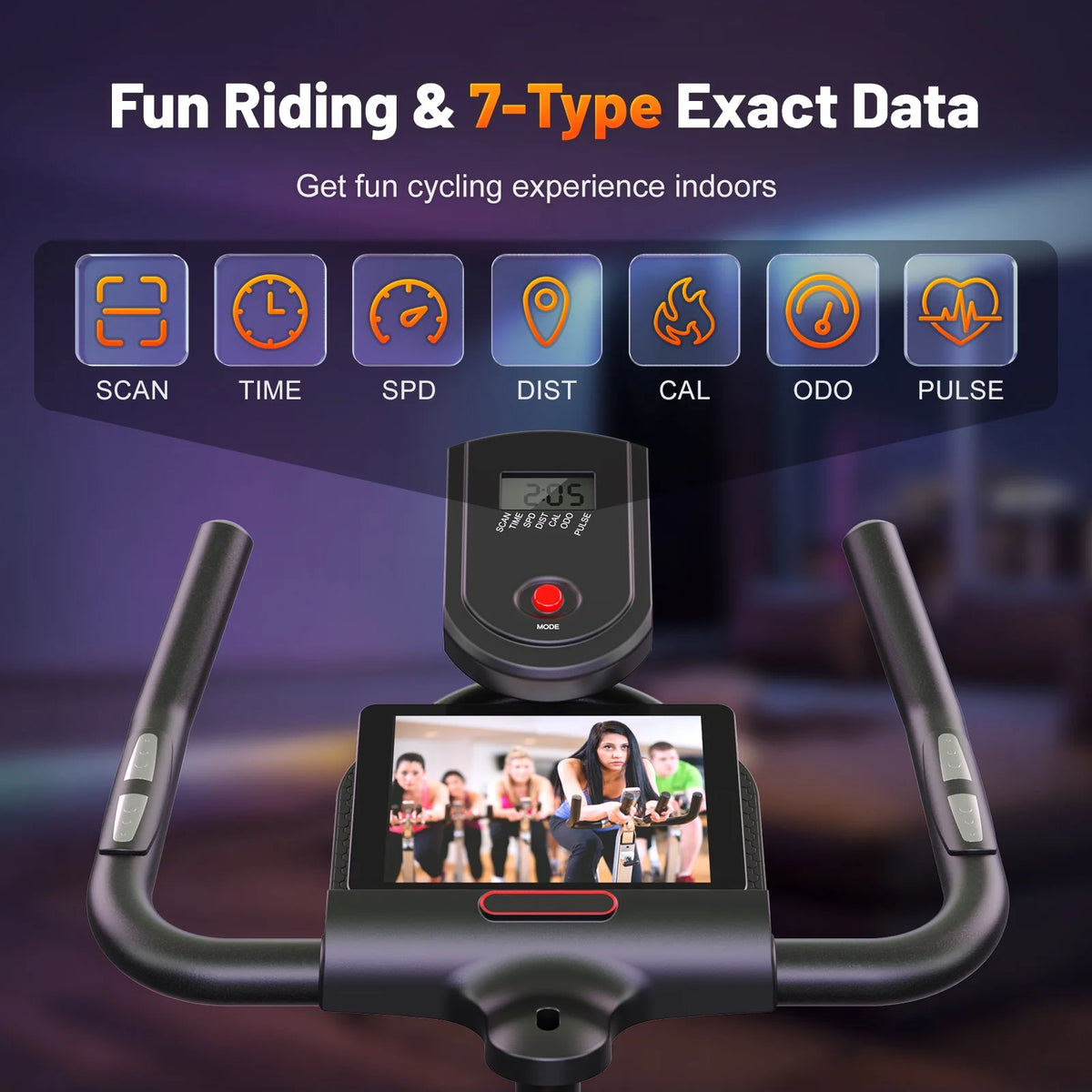 Exercise Bike Indoor Stationary Cycling Bike with 300lbs Weight Capacity,100% Resistance Adjustment Range, Heavy Flywheel, Comfortable Seat Cushion & LCD Monitor