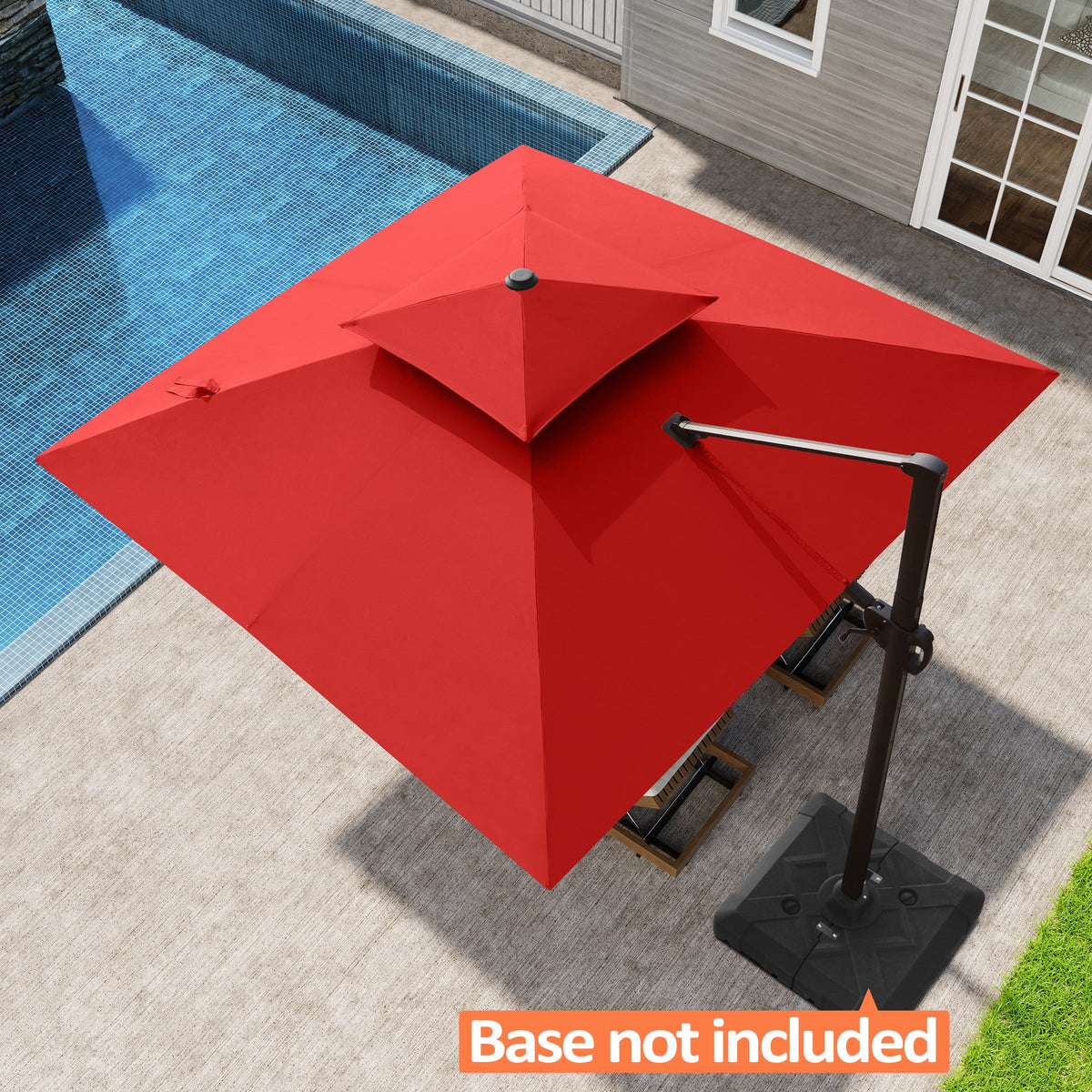 Pellebant 10 ft. x 10 ft. Square Double Top Patio Cantilever Umbrella, Navy Blue