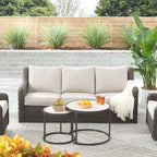 Better Homes & Gardens River Oaks 3-Piece Sofa and Nesting Tables with Patio Cover, Dark