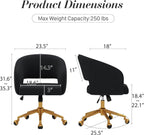 Home Office Swivel Desk Chair, Modern Velvet Vanity Chair, Height Adjustable Armchair with Gold Base, Ergonomic Office Chair for Task Study Computer Room, Beige