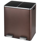 LAZY BUDDY Dual Garbage Can, Stainless Steel 16 Gallon Step Kitchen Trash Can with Soft-Close Lid, Double Compartment Garbage Recycling Bin