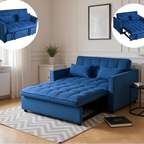 Gewnee 55'' Modern Convertible Velvet Sofa Bed with Pull-Out Twin Bed, Adjustable Backrest for Living Room, Office (Dark Gray)