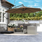 Costway 10 FT Solar Offset Hanging Umbrella Patio Cantilever Umbrella with 32 LED Lights Brown