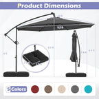 Costway 10 FT Solar Offset Hanging Umbrella Patio Cantilever Umbrella with 32 LED Lights Brown