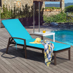 Costway 2PCS Patio Rattan Lounge Chair Chaise Recliner Back Adjustable Cushioned Red