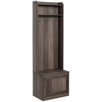 HOMCOM Rustic Hall Tree with Shoe Storage Bench, Entryway Bench with Coat Rack, Accent Coat Tree with Storage Shelves for Hallway, Mudroom, White