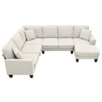 Harper & Bright Designs Modular Sectional Sofa with Ottoman Couch L Shape Corner Sofa Sets 7 Seats Fabric Couch for Living Room, Black, 112 * 87 inch