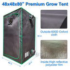 iMeshbean 48" x 48" x 80" Grow Tent Kit with Full Spectrum LED Plant Growth Lamp, Air Ventilation Filter System & Thermostat