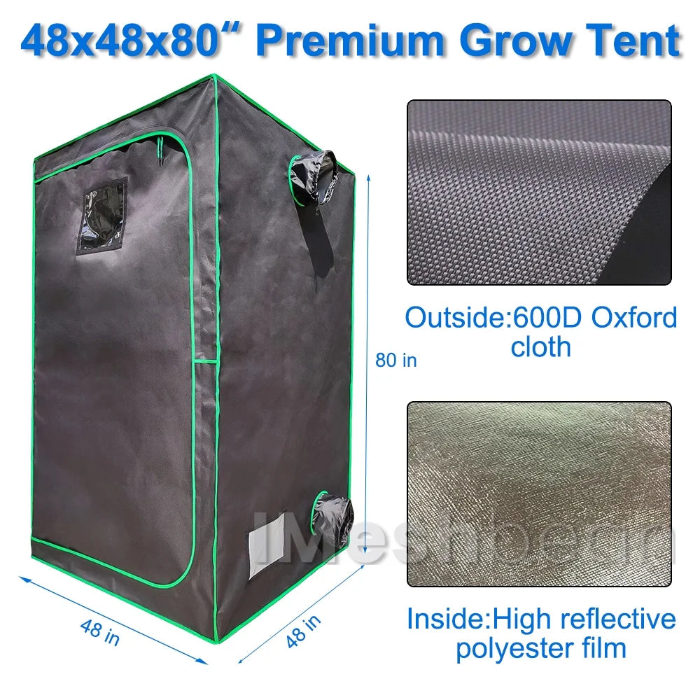 iMeshbean 48" x 48" x 80" Grow Tent Kit with Full Spectrum LED Plant Growth Lamp, Air Ventilation Filter System & Thermostat