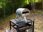 NUUK Three-Shelf Heavy Duty Rolling Outdoor Pizza Oven Table, 24" x 30" Steel Commercial Multifunctional Food Prep Worktable on Wheels