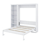 YunNianYang Queen Size Gray Murphy Bed Wall Bed with Shelves